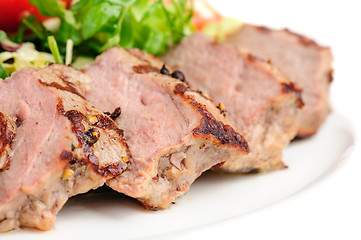 Image showing Veal meat with fresh vegetable salad