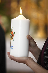 Image showing Burning wedding candle
