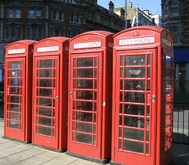 Image showing Telephone boxes in London