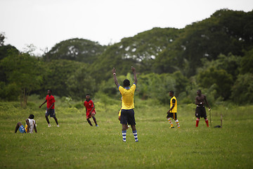 Image showing African soccer team during training