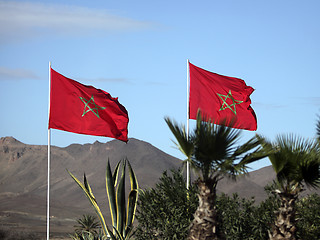 Image showing Moroccon flags 