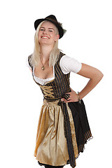 Image showing Young blonde woman in traditional bavarian costume