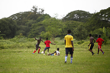 Image showing African soccer team during training