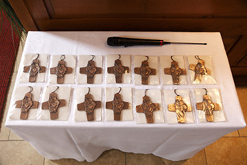 Image showing Holy crosses at the communion