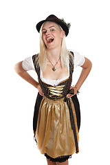 Image showing Young blonde woman in traditional bavarian costume