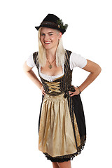 Image showing Young blonde woman in traditional bavarian costume