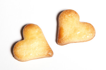 Image showing Baked hearts on baking sheet