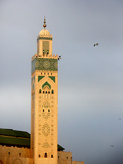 Image showing Minaret of Hassan II Mosque in Casablanca