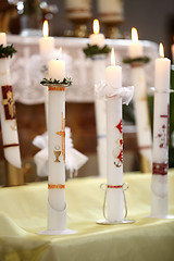 Image showing Burning candles at the communion