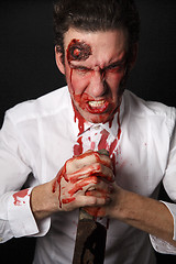 Image showing Psychopath with bloody knive