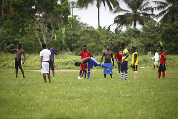 Image showing African soccer team during training