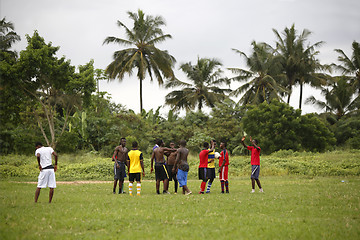 Image showing African soccer team during training