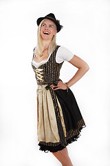 Image showing Young blonde woman in traditional bavarian costume