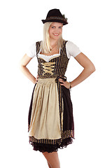 Image showing Young blonde woman in traditional bavarian costume