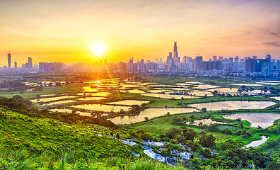 Image showing sunset in hong kong countryside