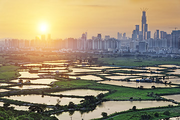 Image showing sunset in hong kong countryside