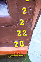 Image showing draft marker of an old ship