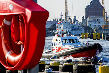 Image showing save and rescue boat at Kolobrezg, Poland