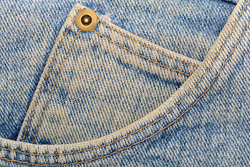 Image showing Denim Pocket Closeup, texture background of jeans and pockets