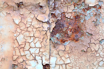 Image showing chipped metal plating on scratched wall, grunge background