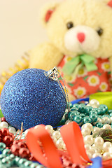 Image showing Christmas balls set, new year invitation card