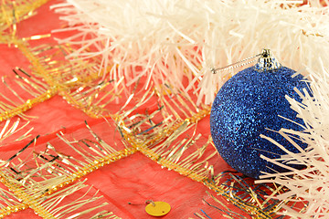 Image showing Christmas background with blue new year balls