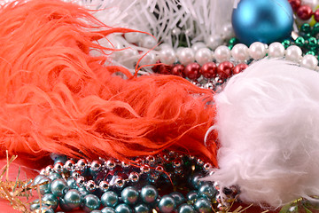 Image showing Christmas balls, diamonds and ribbon, new year decoration
