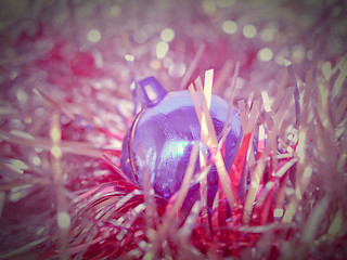 Image showing Retro look Christmas bauble and tinsel