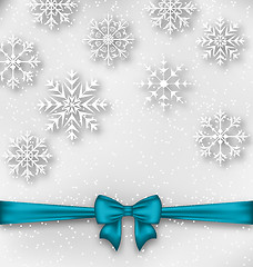 Image showing Christmas wrapping with bow ribbon and snowflakes