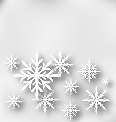 Image showing Christmas greeting card with paper snowflakes