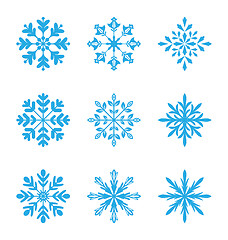 Image showing Collection of variation snowflakes isolated on white background