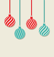 Image showing Christmas hanging balls with copy space for your text, simple st