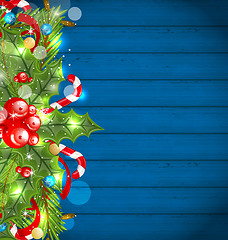 Image showing Christmas glowing background with holiday decoration