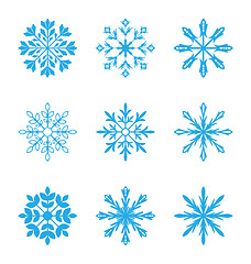 Image showing Set of different snowflakes isolated on white background