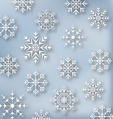 Image showing Christmas blue wallpaper with set snowflakes