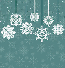 Image showing Christmas background with variation snowflakes