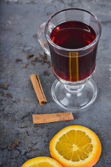 Image showing Red mulled wine with spices