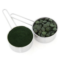 Image showing Chlorella Tablets and Powder