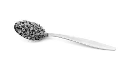 Image showing Metal teaspoon measure of instant coffee granules