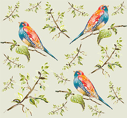 Image showing Seamless background. Illustration of birds.