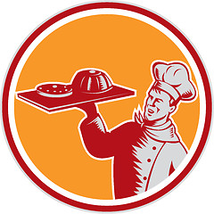 Image showing Baker Tray Food Cake Circle Woodcut