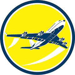 Image showing Commercial Jet Plane Airline Circle Retro