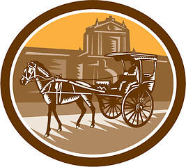 Image showing Horse-Drawn Carriage Intramuros Woodcut Retro