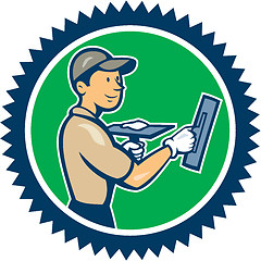 Image showing Plasterer Masonry Worker Rosette Cartoon