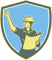 Image showing Female Construction Worker Engineer Shield Retro