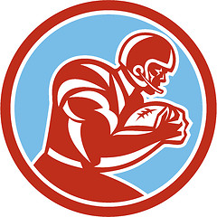 Image showing American Football Player Running Circle Retro