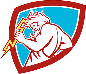 Image showing Zeus Wielding Thunderbolt Shield Retro