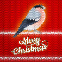 Image showing Christmas label with Bullfinch. EPS 10