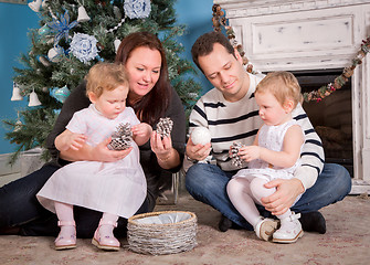 Image showing Happy Family and Christmas Tree