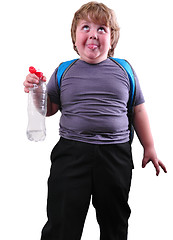 Image showing closeup portrait of kid drinking water